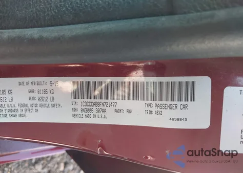 2015 Chrysler 200 Limited z USA, uszkodzony, nr VIN 1C3CCCAB8FN721477